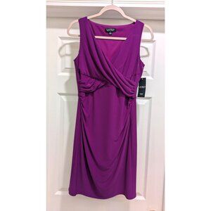 NWT Lauren Ralph Lauren Womens Faux-Wrap Dress 6P Purple Vivid Violet Business